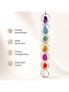 1 piece Seven Chakra Natural Agate Slice Wall Decor Hanging Ornament Wind Chime Tree of Life Wall Hanging Tumbling Stone Father's Day Gift