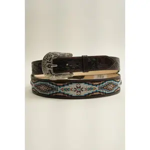 LA HERRADURA BELT AZTEC BROWN/ BLUE WITH WHITE NEW DESIGN