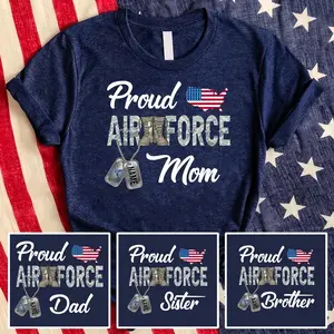 Personalized Proud Air Force Mom Shirt, Custom Military Mom Tee, USAF Family Shirt, Air Force Mom Gift, Patriotic Military T-Shirt