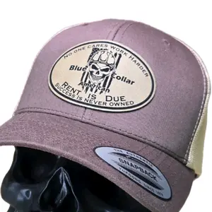 Nobody Cares Work Harder Cap with Blue Collar Skull Logo Adjustable Fit Casual Style Snapback Trucker Hat for Everyday Wear