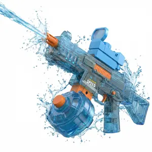 Transparent Electric Water Blaster Auto-Refill Motorized Aqua Squirter LED Light Up Dynamic Gear High Capacity Summer Pool Party Outdoor Family Fun Beach Toy Long Range Water Dispenser USB Rechargeable Fast Fill Water Toy for Teens