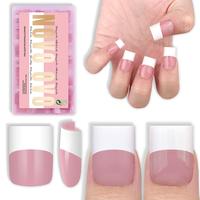 Short Sharp Square Wide White French Tip BerryPink