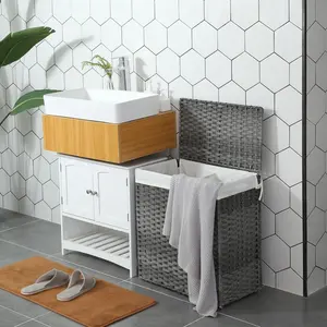 SONGMICS Handwoven Laundry Basket with Lid