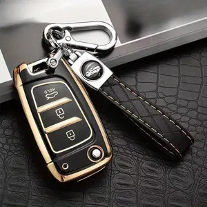 [Hyundai Key Cover] Hyundai TPU Car Flip Key Fob Cover Case | for Tucson, Sonata, Elantra, I40, Celesta, I35, Shell Holder, Keyless Cap Accessories