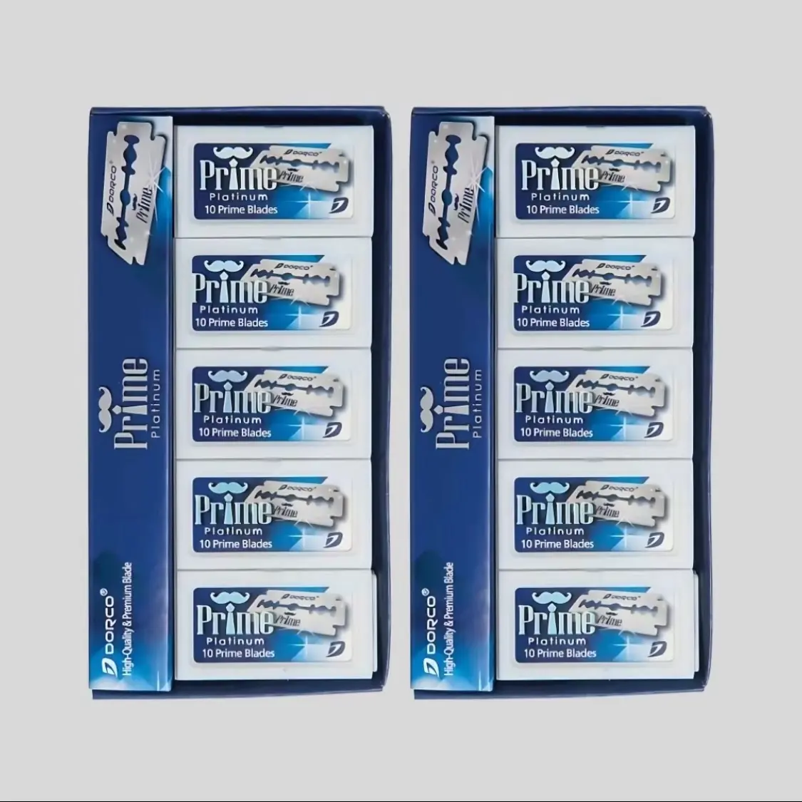Dorco Prime Double Edge Razor Blades Beard Hair Shaving PACK OF 2 total 200 blades DE