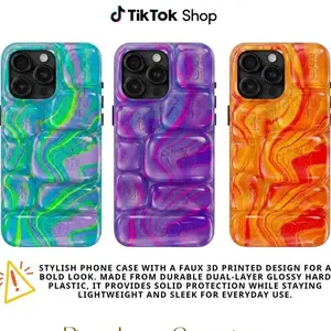 Bubble Style Pattern Printed 3D Effect Tough Phone Case, Cool Crush IceCube Pattern Phone Case, 3D Visual Printed Graphic Hard Phone Cover, Phone Accessories