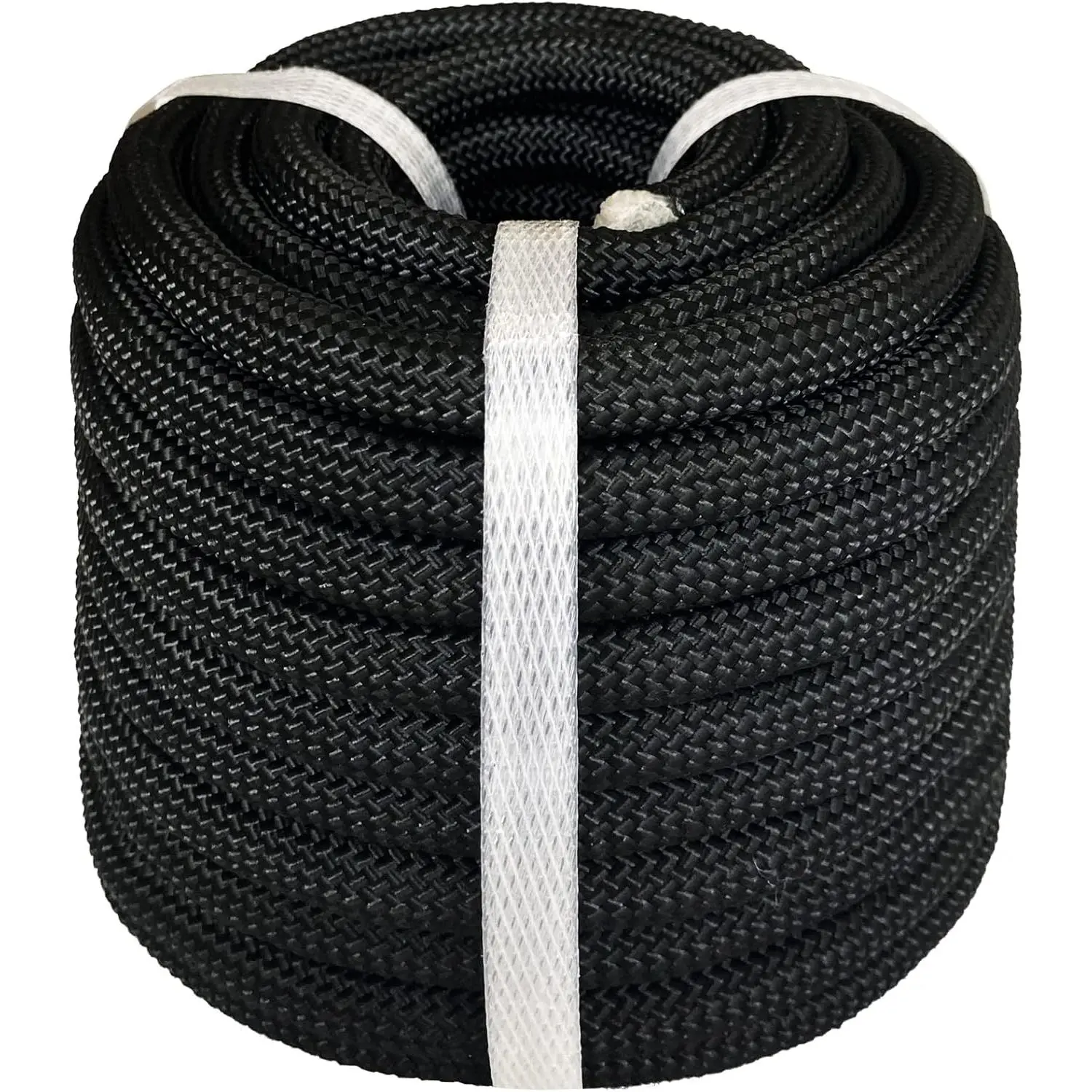 Braided Polyester Arborist Rope 1/2 inch x 50 feet Low Stretch Black Rope - High UV and Abrasion Resistance, Heavy Duty Rope for Pulling Camping Sailing Climbing Swing Tree Work