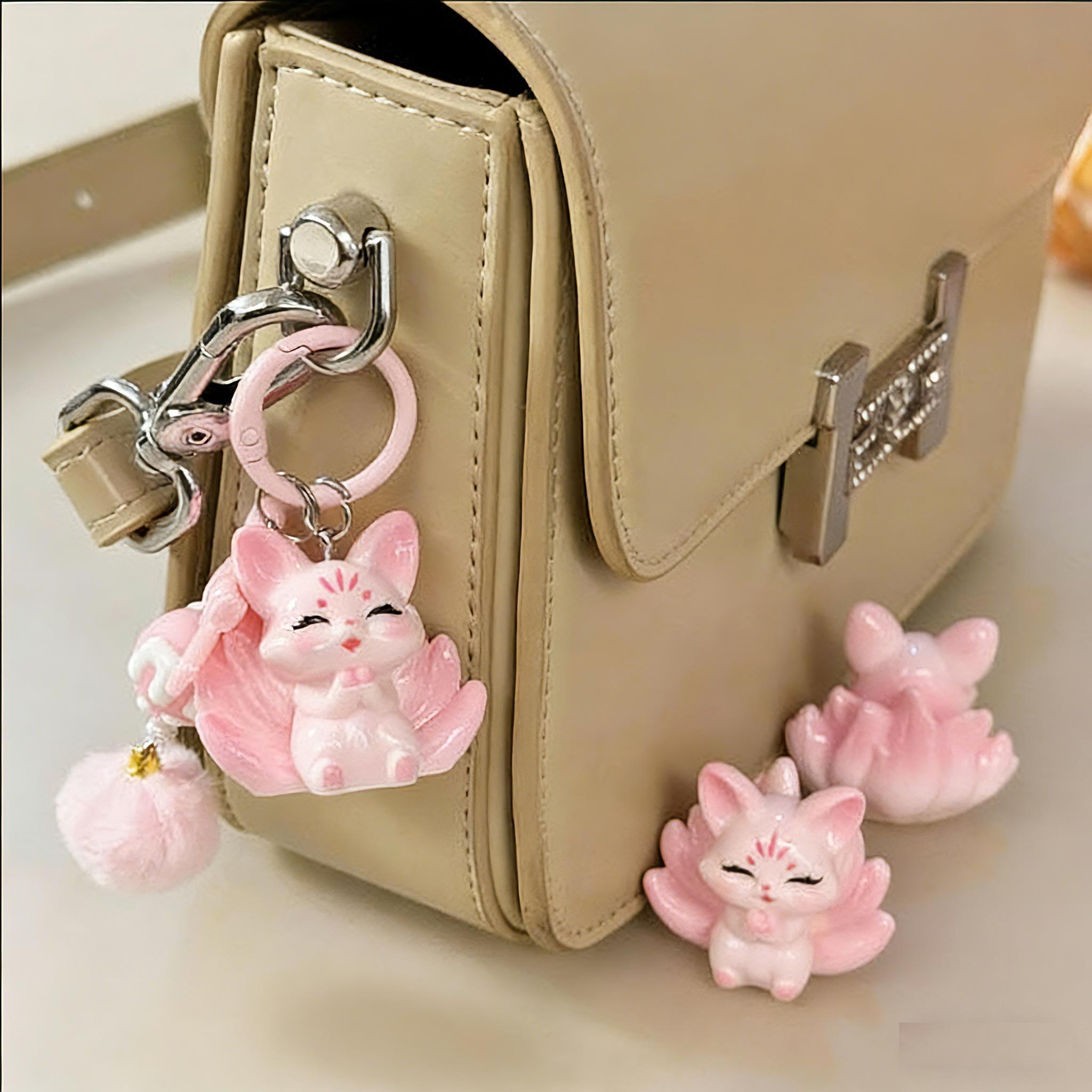 Girl Nine Tailed Fox Cartoon Fashion Pendant Bag Decoration Keychain Cute Student Hanging Gift