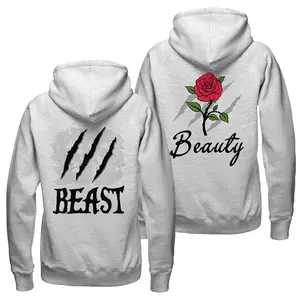 Beauty Beast Couple Hoodie, His Beauty Her Beast Scratch Rose Matching Outfits