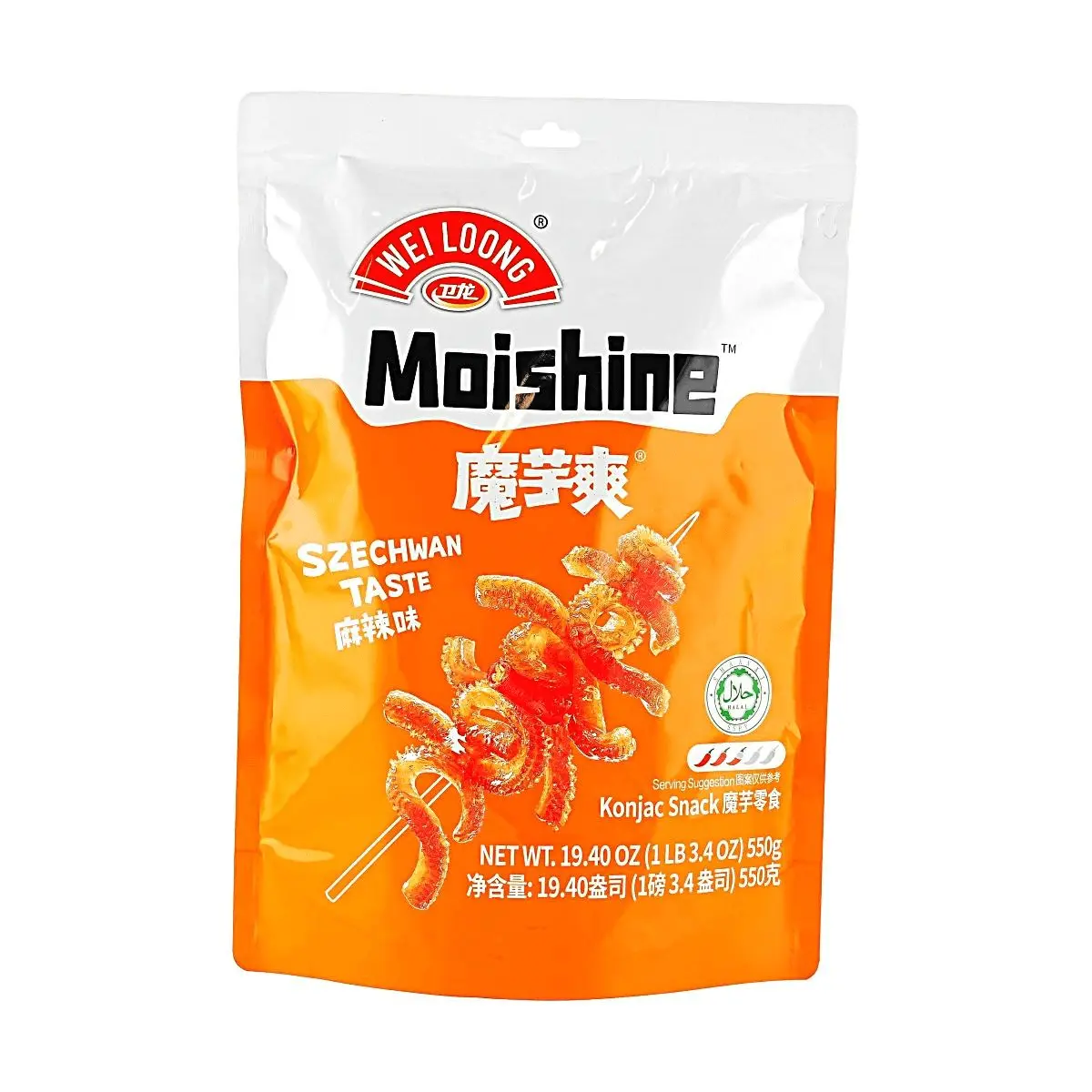 Chinese Spicy Snack - WEILONG Konjac Strips Sichuan Mala Spicy Flavor, Vegan Tripe Latiao, Low Calorie Low Fat High Fiber, 19.4 oz