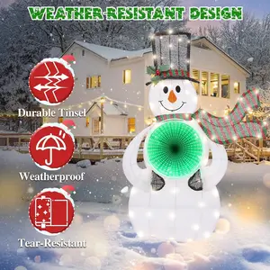 3FT LED-Illuminated Snowman with 3D Infinity Mirror Light Display, 56 LED Lights Christmas Lighted Decor for Indoor Outdoor Yard Lawn Porch Holiday Decoration