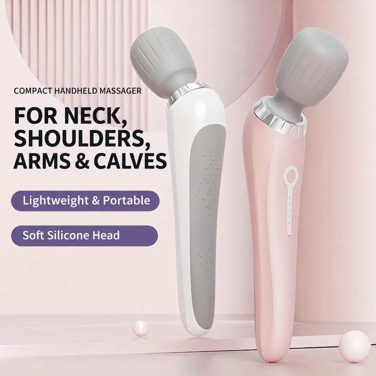 Portable handheld massager, USB rechargeable relaxation massager, 5 adjustable speeds, suitable for relaxing the neck, back, legs, and waist. Perfect for home, school, work, and travel. A great holiday gift for family, parents, and friends.
