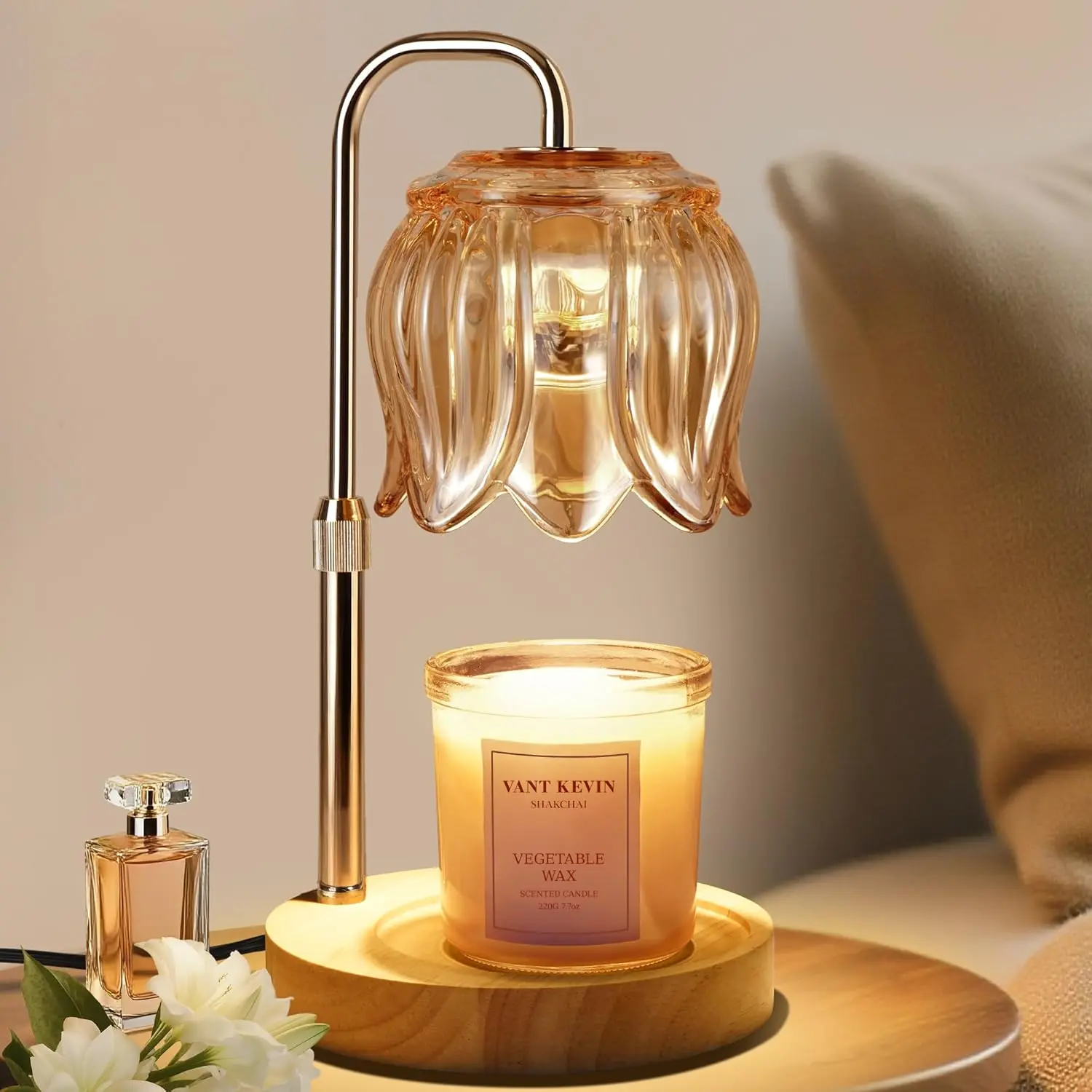 Candle Warmer Lamp with Timer Dimmer, Valentines Day Gifts for Her Wife Mom Girlfriend Warming Home, Candle Warming Lamp, Warm Oak Wood Base