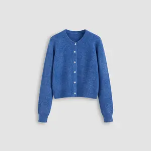Cider [5 colors, size 0-26] Wool-blend Round Neckline Solid Button Knitted Cardigan