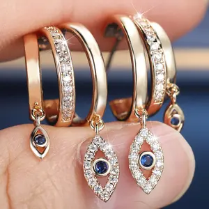 Devil's Eye earrings geometric artificial zirconia earrings for women, jewelry and accessory gifts