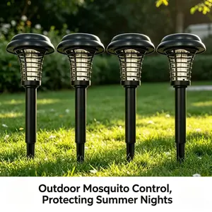 4PACK Solar Mosquito Zapper Light - Outdoor Garden Stake Lamp, UV Insect Killer, Solar-Powered, Dual Mode, Weather Resistant, Easy Setup, Round & Square Size Options
