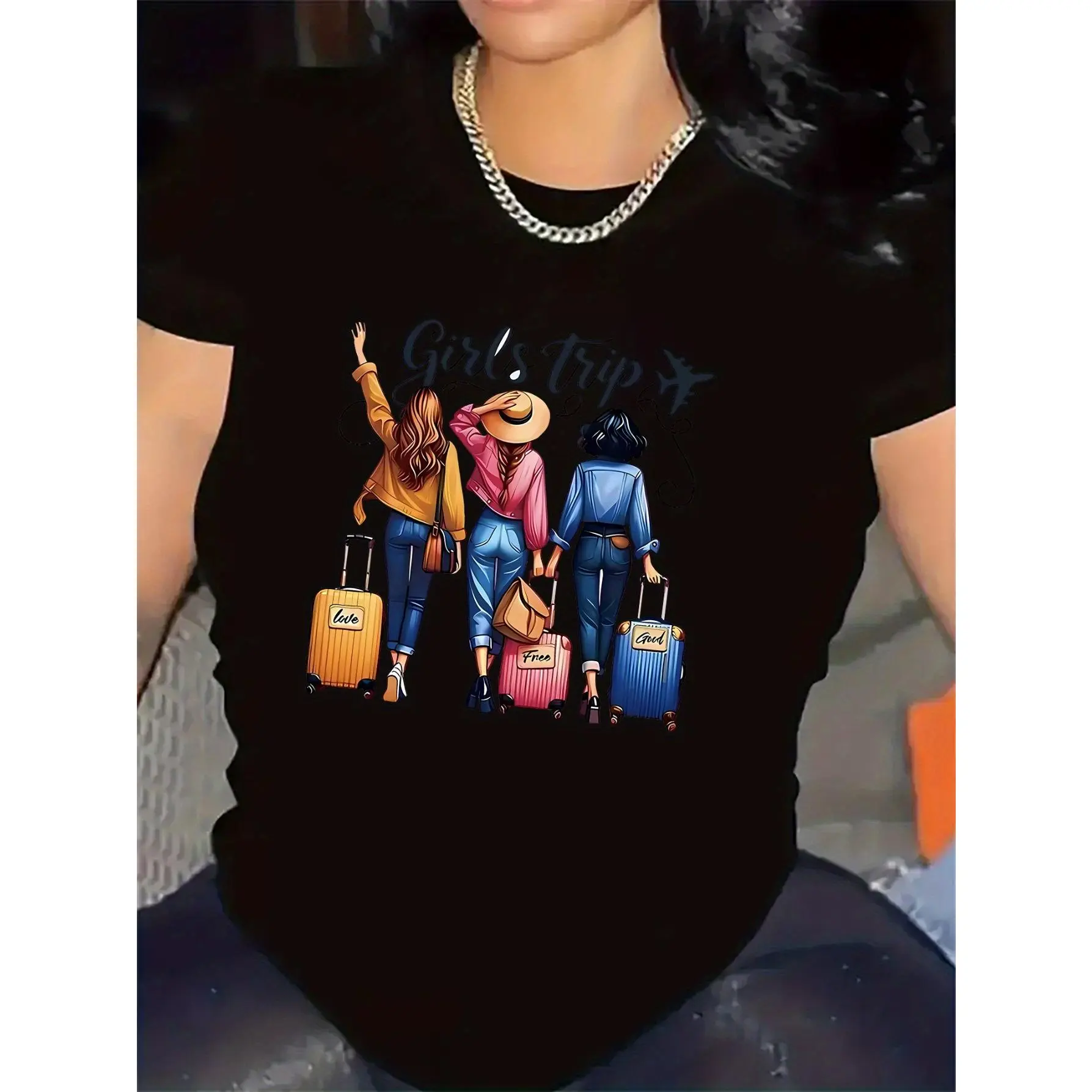 Short-Sleeve T-Shirt Featuring a Travel-Themed Design, Great for Trips, Made to Last And Provide Comfort, Ideal for Outdoor Adventures, Crafted from Lightweight Material, Appropriate for Dining Or Home Environments