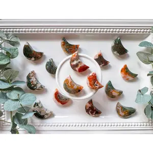 Red Moss Agate Crescent Moon