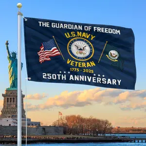 U.S. Navy 250th Anniversary Flag, Veteran Gift, Guardian of Freedom Navy Flag, Patriotic Military Decor