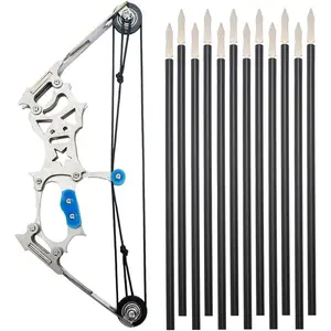 5.9"/7.2"/18.7" Compound Bow and Arrow Set, Mini Archery Bow Set with Arrows, Left and Right Hand Mini Compound Bow for Hunting Shooting Practice Fun Games