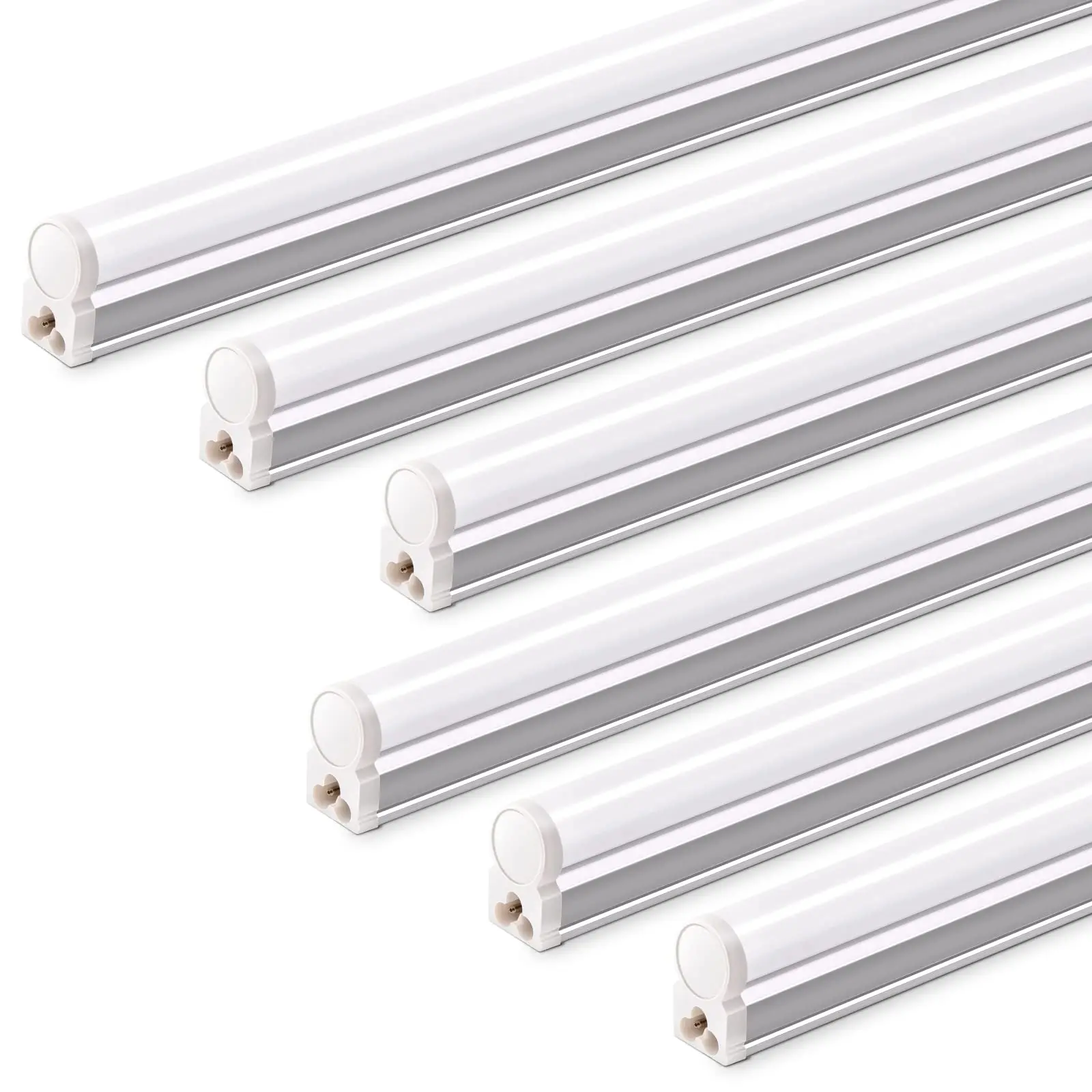 Barrina T5 LED Ceiling Light Fixtures, 2FT, 5000K (Daylight White), 1100LM, 10W, Corded Electric with Built-in ON/Off Switch, Linkable, 6 Packs