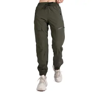 Singbring Women's Athletic Hiking Cargo Joggers Pants Outdoor Workout Lightweight Quick Dry UPF 50 Zipper Pockets