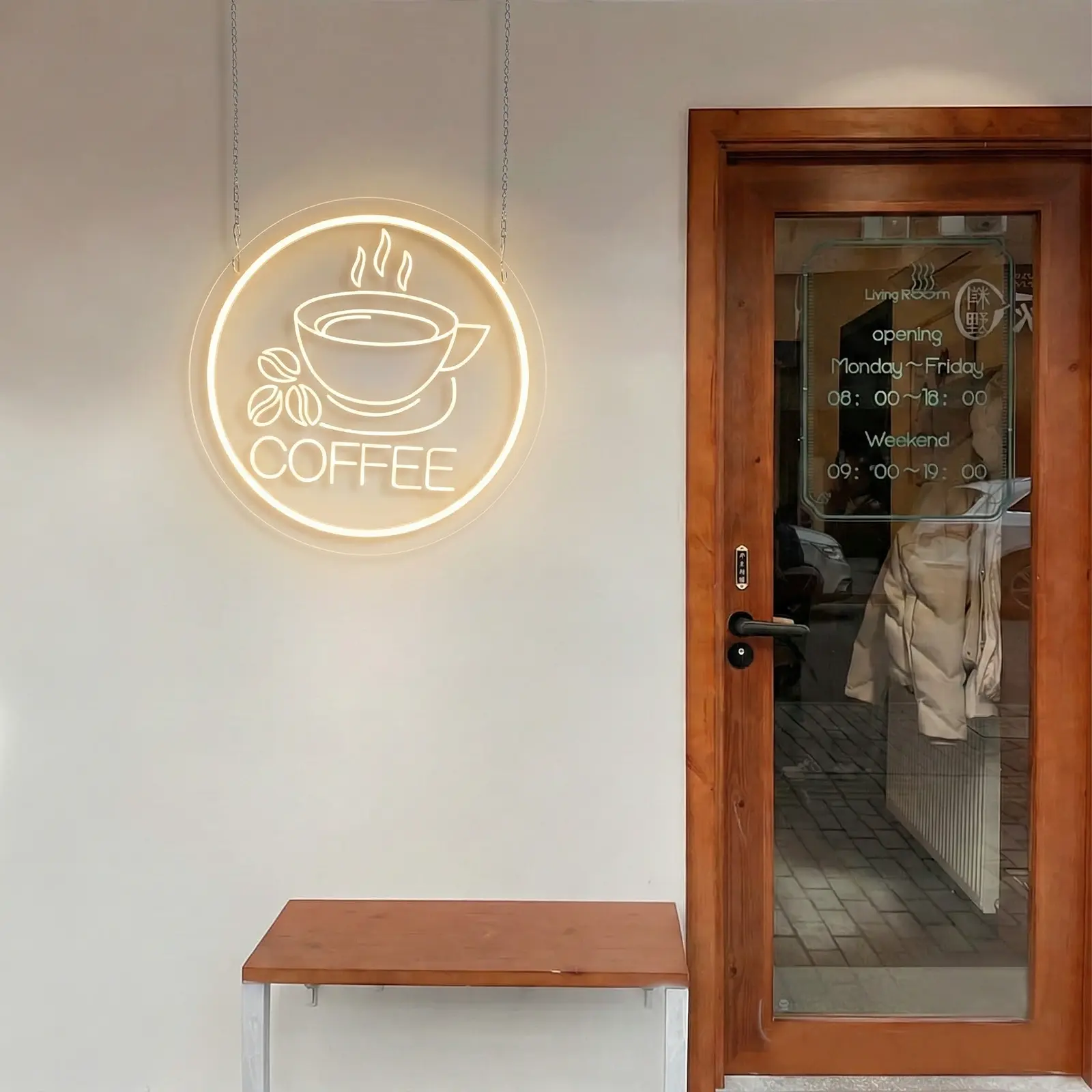 Transparent Coffee Neon Light Sign - Coffee Cup Design with Neon Lights for Coffee Shops and Cafés - Modern and Eye-catching Decor