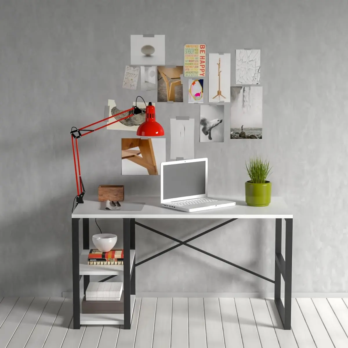 Homedora HD-ON30EV-SUD-SD-WHI Traditional Computer Desk, White Sude Study Stationary Desk, Affordable, Durable, 60 lbs Weight Capacity, Easy Assemble Required