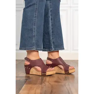 Corkys Carley Wedge- Burgundy Smooth