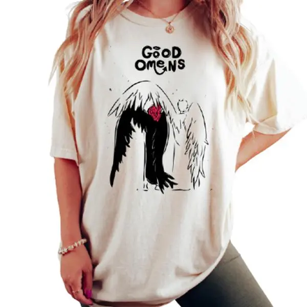 Good Omens Aziraphale & Crowley Vintage T-Shirt – Couple Fan Tee