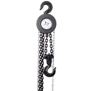 Hardware Chain hoist 11000lbs 5T capacity 10ft wIth 2 heavy duty hooks,Manual chain hoist steel construction,Black