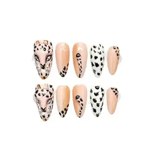 S14 Hand-worn nail hand-painted three-dimensional leopard leopard Meralde leopard print removable press on nails