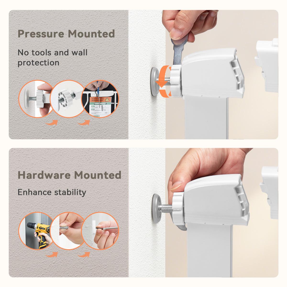 PAWGIANT 30" Tall Pet Gate for Cats, 29.5-32.3" Wide, with Cat Door, Auto Close Extra Wide Dog Gate for House, for Doorways & Bottom of Stairs, Pressure Mount Safety Gate for Babies, Toddlers & Pets, Tested & Safe, Baby Gate Pressure Mount