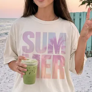 Vintage Beach Tees Summer Tropical Graphic Tshirts Vacation Resort Summer T-Shirts Vacay Ocean Resort Unisex Top Casual Womenswear Sublimation Shirt