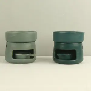 Ceramic Essential Oil Burner, Teal and Mint Green Aromatherapy Oil Burner, Fragrance, Ideal for Home Hotel Bedroom Office Desk Air Freshening