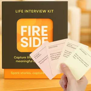 Fireside Life Story Interview Card Pack - 100 Questions for Personal Narratives with AI Transcription & Smart Highlights - Compact Kit for Meaningful Conversations and Memories