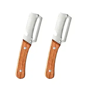 2-Pack Multifunctional Vegetable Peeler with Bottle Opener, Wood Handle Stainless Steel, Ergonomic Non-Slip Kitchen Tool, Camping BBQ, Kitchen Gadgets
