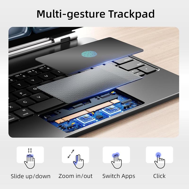 jibrea lg magic Keyboard Case for iPad Pro 11(1st, 2nd, 3rd, 4th gen) ” & iPad Air 10.9”/11” (M3/M2), Magnetic with Backlit, Trackpad & Shortcut Keys – Black/White color change backlight Tablet Adjustable Wireless Device wake function teclado