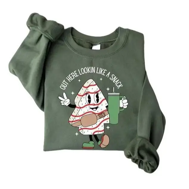 Out Here Lookin Like A Snack T-Shirt, Christmas Tree Cake SweatShirt, Christmas Crewneck, Holiday Sweater, Funny Christmas Shirt, Casual Menswear