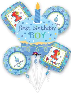 Sweet Little Cupcake Boy Bouquet of Balloons (5pc)