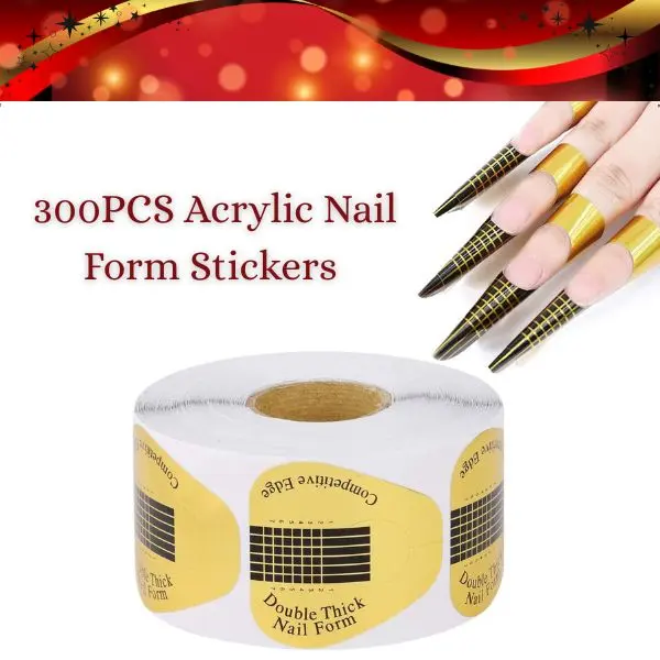 300PCS Acrylic Nail Form Stickers – Golden Horseshoe Nail Extension Forms for Builder Gel & Acrylic Nails Sculpting