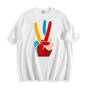 Colorful Peace Sign Unisex T-Shirt Abstract Hand Art Summer Wear Gift For Friends And Family
