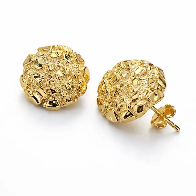 925 Real silver Nugget Earrings 14Kt gold plated 925 Real silver Nugget Earrings 14Kt gold plated