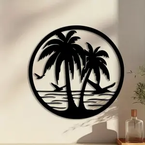 1pc Beach Tree Metal Wall Art, Coastal , Perfect for Living Room Wall, Anniversary Gift, Ideal for Beach Houses, Durable Metal