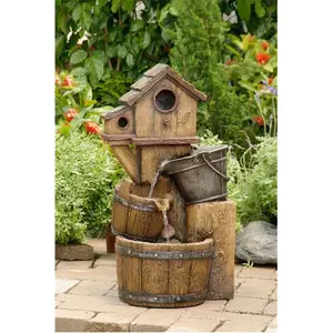 Jeco  Bird House Outdoor Water Fountain Without Light