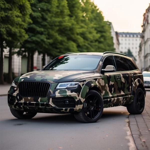 50x300cm/19.7"x118" Camo Car Wrap Vinyl, Military Style Camouflage Vehicle Decal Film, Waterproof Bubble-Free UV Resistant, Easy to Apply Remove, Fits Off-Road SUV Truck Van, Exterior Decor Accessory for Car Truck Van