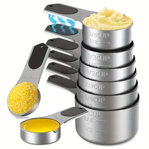 Magnetic Measuring Cups Set: 5/6/7/8Pc (ABS Handles) or 9Pc (Black Silicone) – Stackable for Cooking/Baking/Grilling, Dishwasher Safe, Great Holiday Gifts