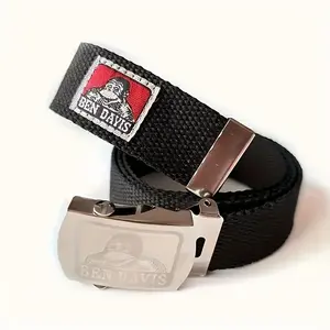 Automatic Buckle Belts for Men and Women - Elegant alloy buckle, durable nylon panel, vintage distressed design, versatile canvas belt Synthetic