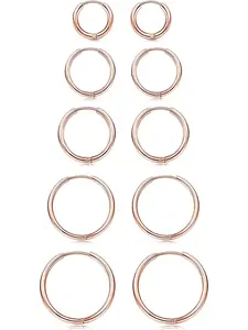 5 Pairs Stainless Steel Small Hoop Earrings Set for Men Women Hypoallergenic Endless Huggie Cartilage Earring 8MM-16MM Hoop Jewelry