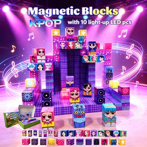 Kpop Stage Magnetic Building Blocks with light up blocks；For birthdays, Christmas & festive gifting